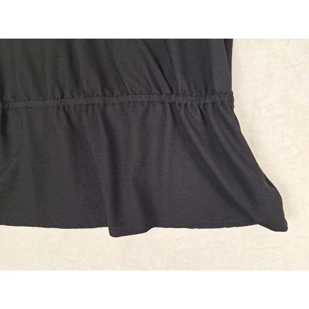 Michael Kors Women’s 1X Top Black Crepe V Neck Surplice Elastic Waist Bell 3/4